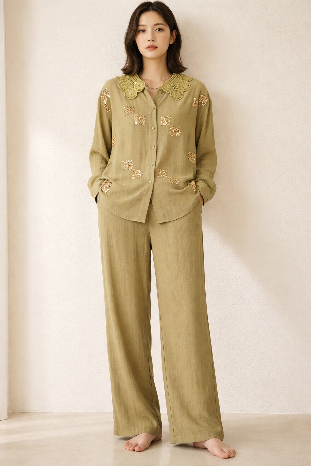 Crush luxe premium shirt & palazzo co-ord set